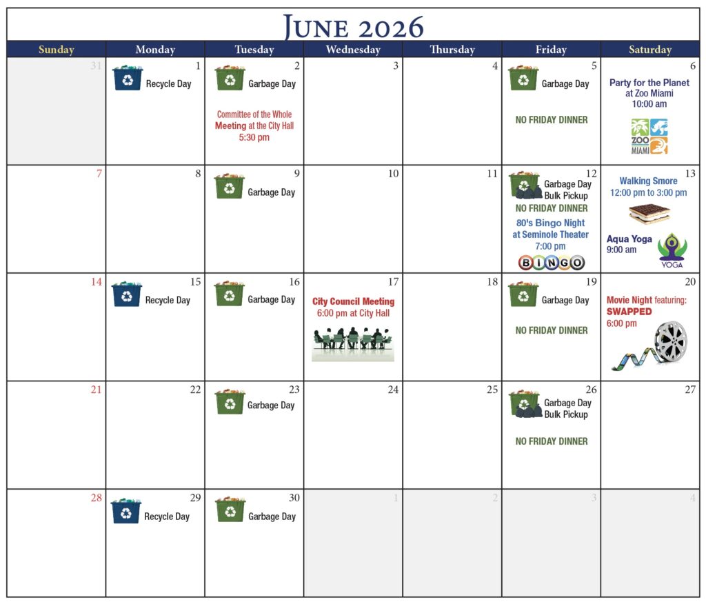 Calendar, June 2026